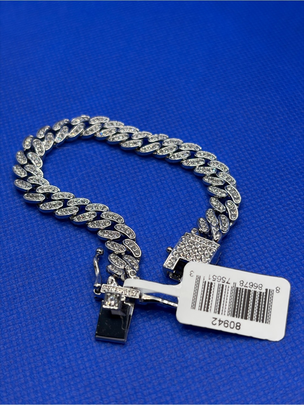 Invicta ICED-OUT Miami Cuban Bracelet Hand Placed Austrian Pave Crystals Silver